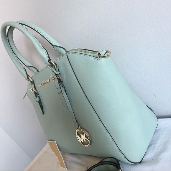 NEW | MICHAEL KORS Selma Raven Mercer Ciara Large TZ Satchel Tote Cyan Bag - Picture 3 of 15
